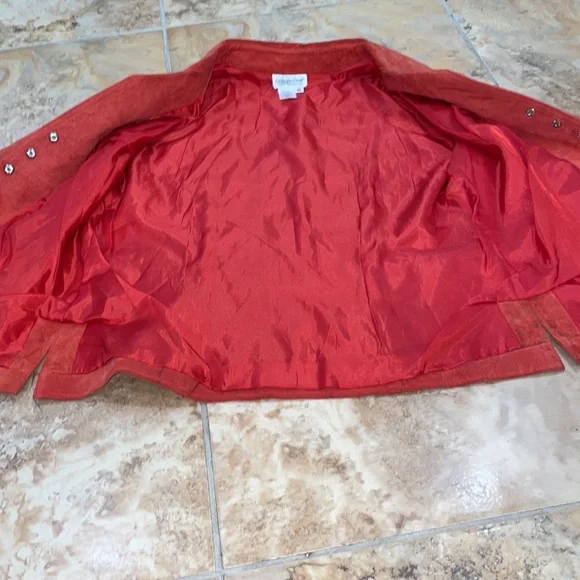 Coldwater Creek size medium rust orange 100%  vintage suede leather jack… - Picture 6 of 11